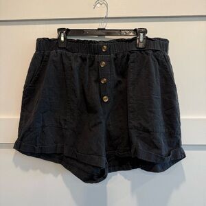 SHEIN Black High Waist Buttoned Shorts